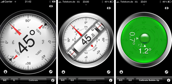 Clinometer iPhone App Screenshots