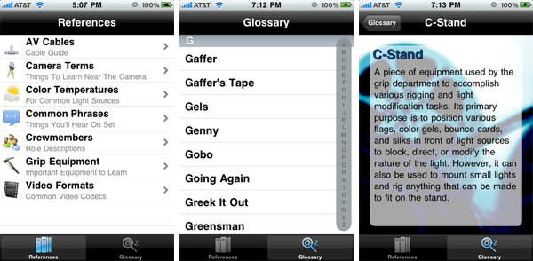 Gobo Filmmakers Dictionary iPhone App Screenshots