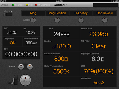 F65 Remote Cinematography iPad App Screenshot 1