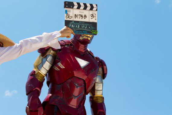 The Avengers Visual FX Slating in Front of Iron Man